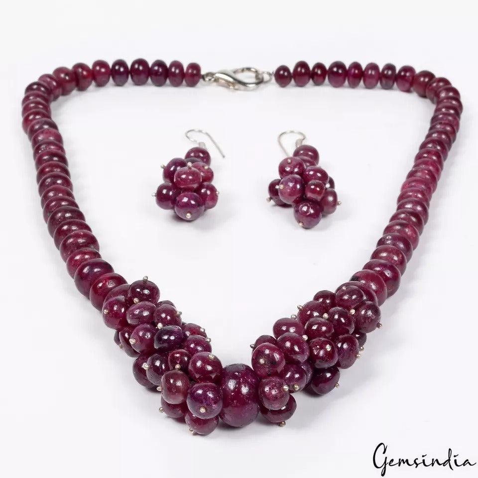 Ruby Necklace, Dark Red — 7mm to 15mm