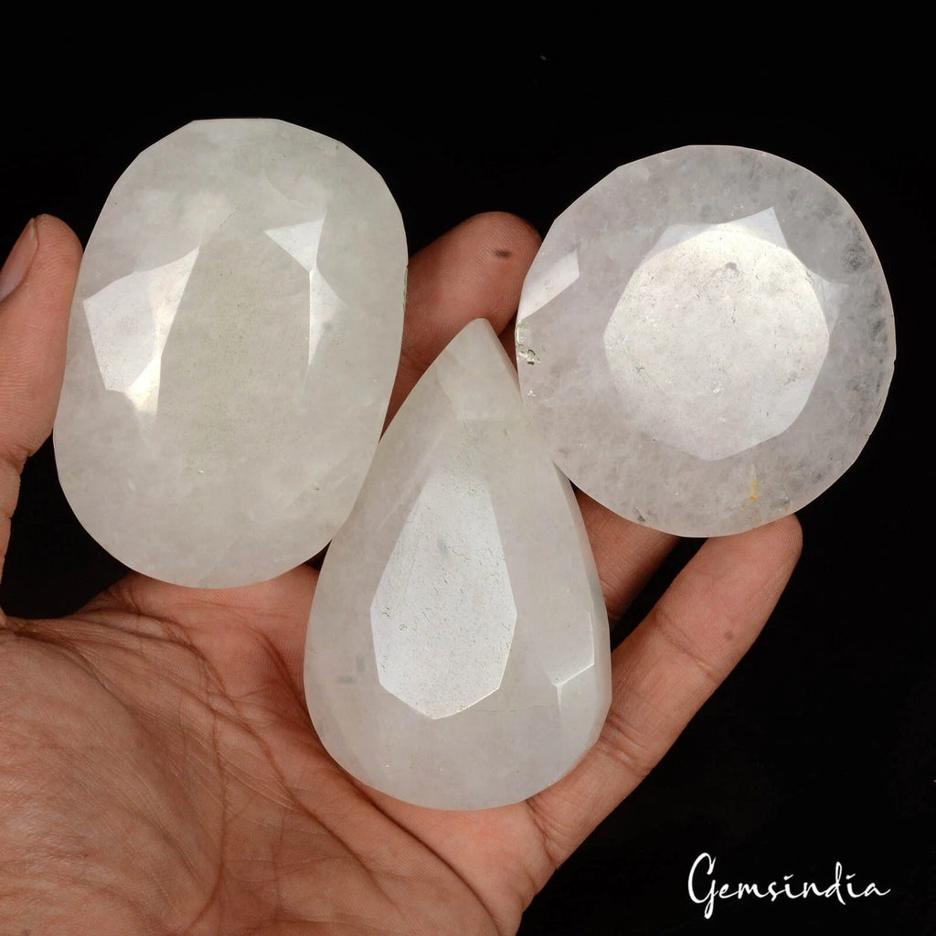 1960 Ct/3 Pcs Natural Untreated White Quartz Mix Cut Loose Madagascar Gemstones