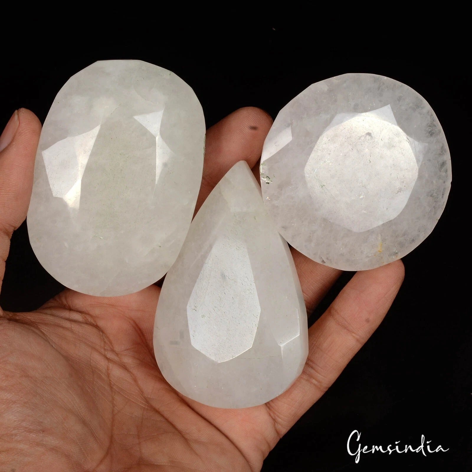 1960 Ct/3 Pcs Natural Untreated White Quartz Mix Cut Loose Madagascar Gemstones