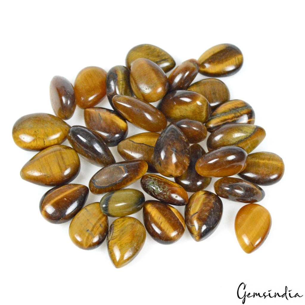 160 Cts/32 Pcs Natural Untreated Yellow Brown Tiger Eye Pear Cab Loose Gems Lot