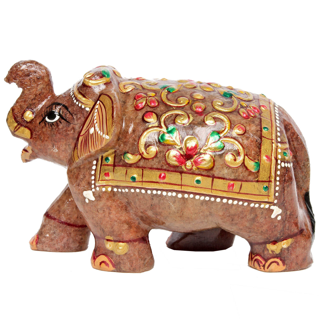 Aventurine Elephant Figurine, Brown — 111x65x53mm, 1840 Ct, India