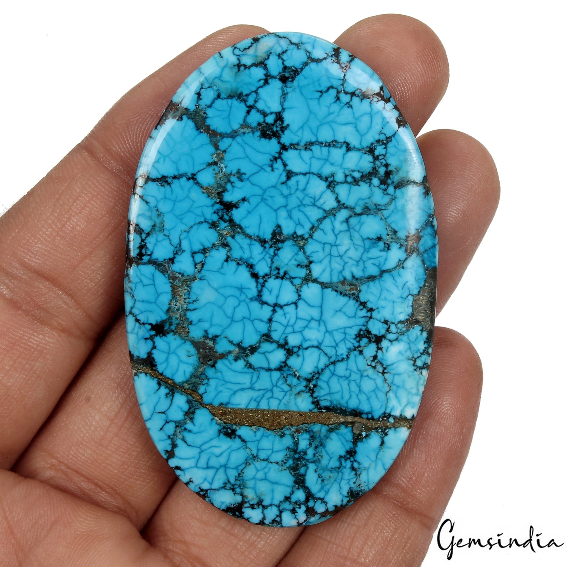 Huge 149 Ct Spiderweb Turquoise Blue Oval Shape USA Arizona Loose Cab Gemstone
