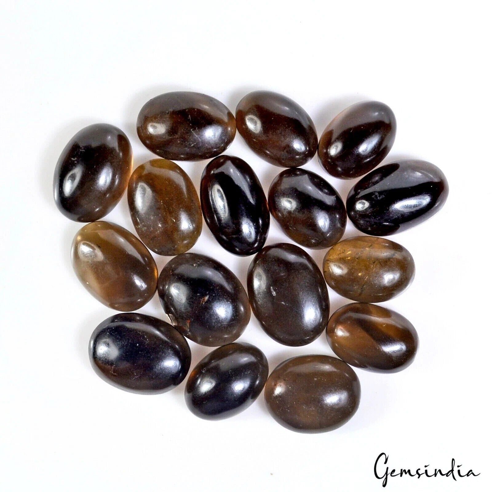 Smoky Quartz Lot, Cabochon — 16 Pieces, 18mm to 21mm, 310 Ct
