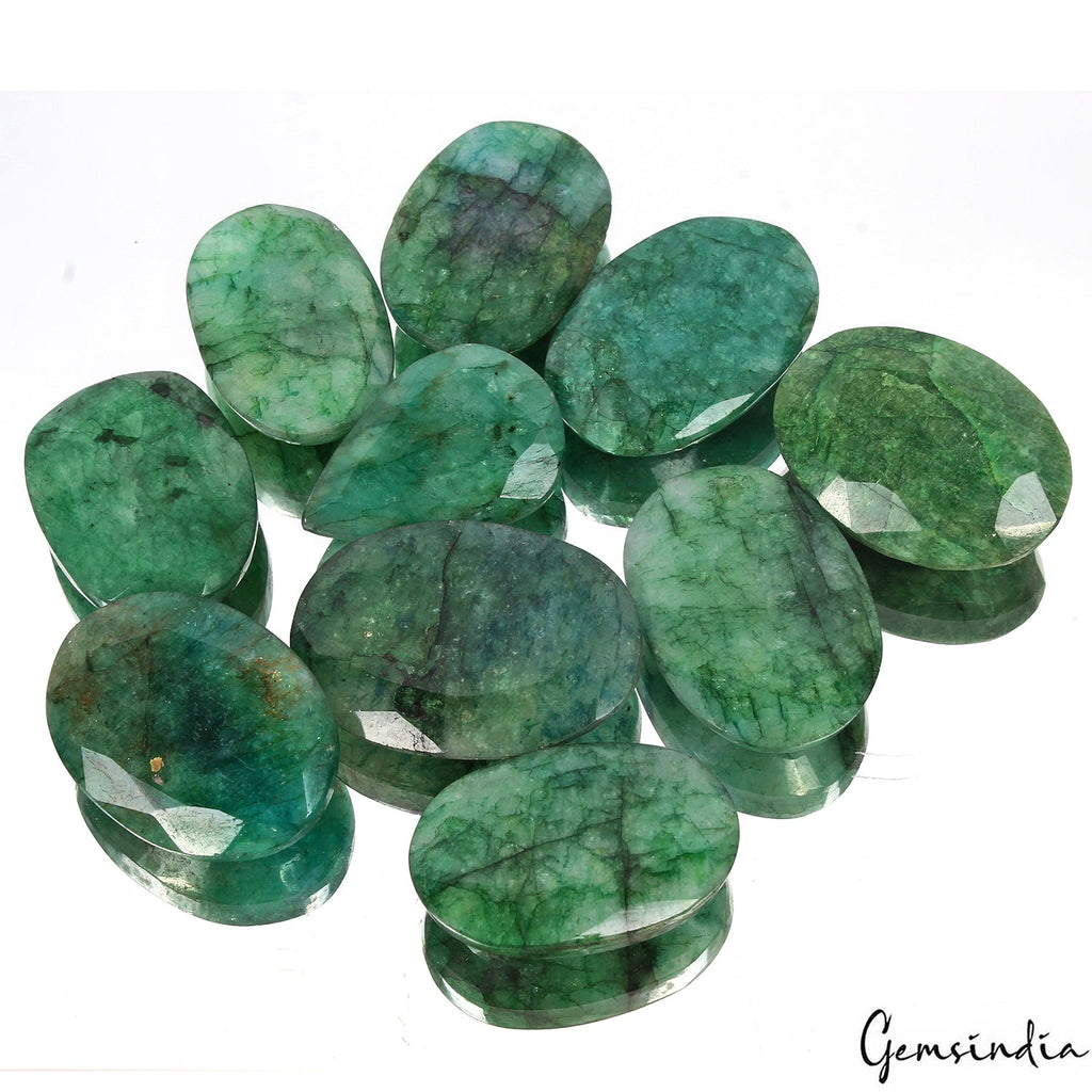 Certified 560 Ct/10Pcs Natural Zambian Green Emerald Mix Cut Loose Gemstones Lot