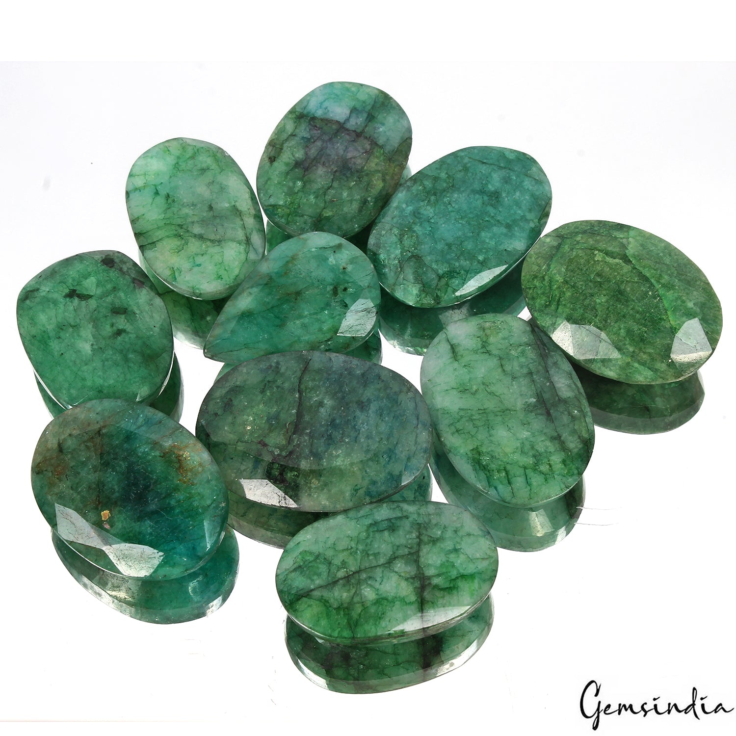 Certified 560 Ct/10Pcs Natural Zambian Green Emerald Mix Cut Loose Gemstones Lot