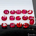 Ruby Lot, Loose Gemstone, Oval & Cushion Cut, Heated — 15 Pieces, 10mm to 12mm, 101.55 Ct, Mozambique