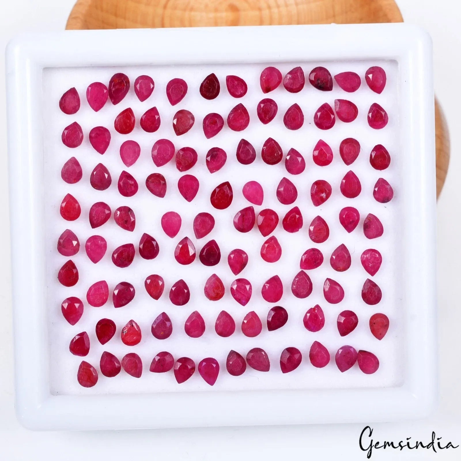 100 Pcs Natural Pink Red Ruby Pear Cut Loose 3-4mm Gemstones for making jewelry
