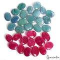 300 Cts/28 Pcs Natural Pink Beryl/Green Emerald Oval Cut Loose Gems For Jewelry