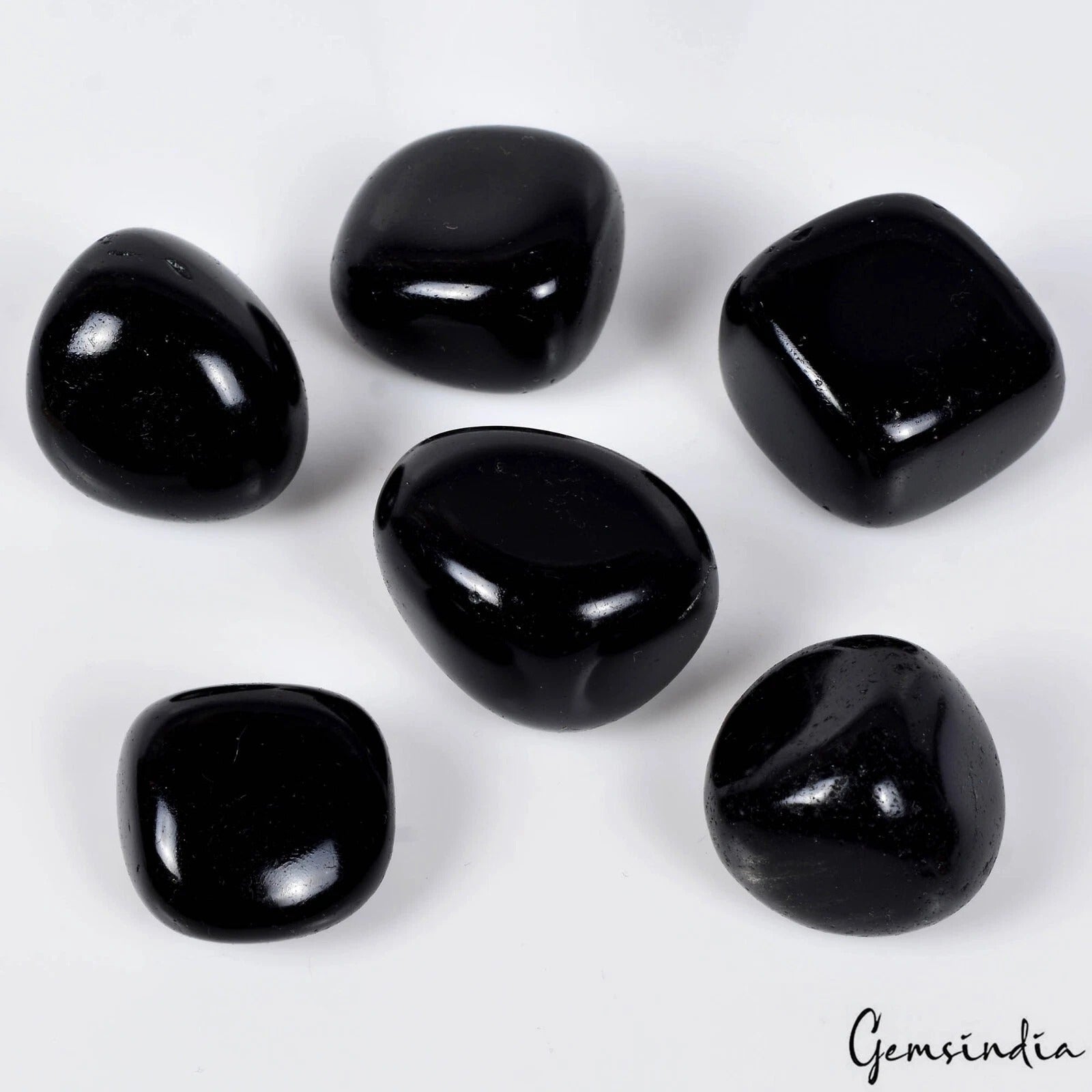 500 Cts/6 Pcs Black Natural Healing Meditation Obsidian Tumbled Shape Gems Lot