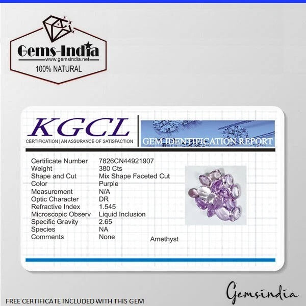 380 Ct/15 pc Mix Cut Natural Purple Amethyst- Unheated Certified Brazil Gemstone