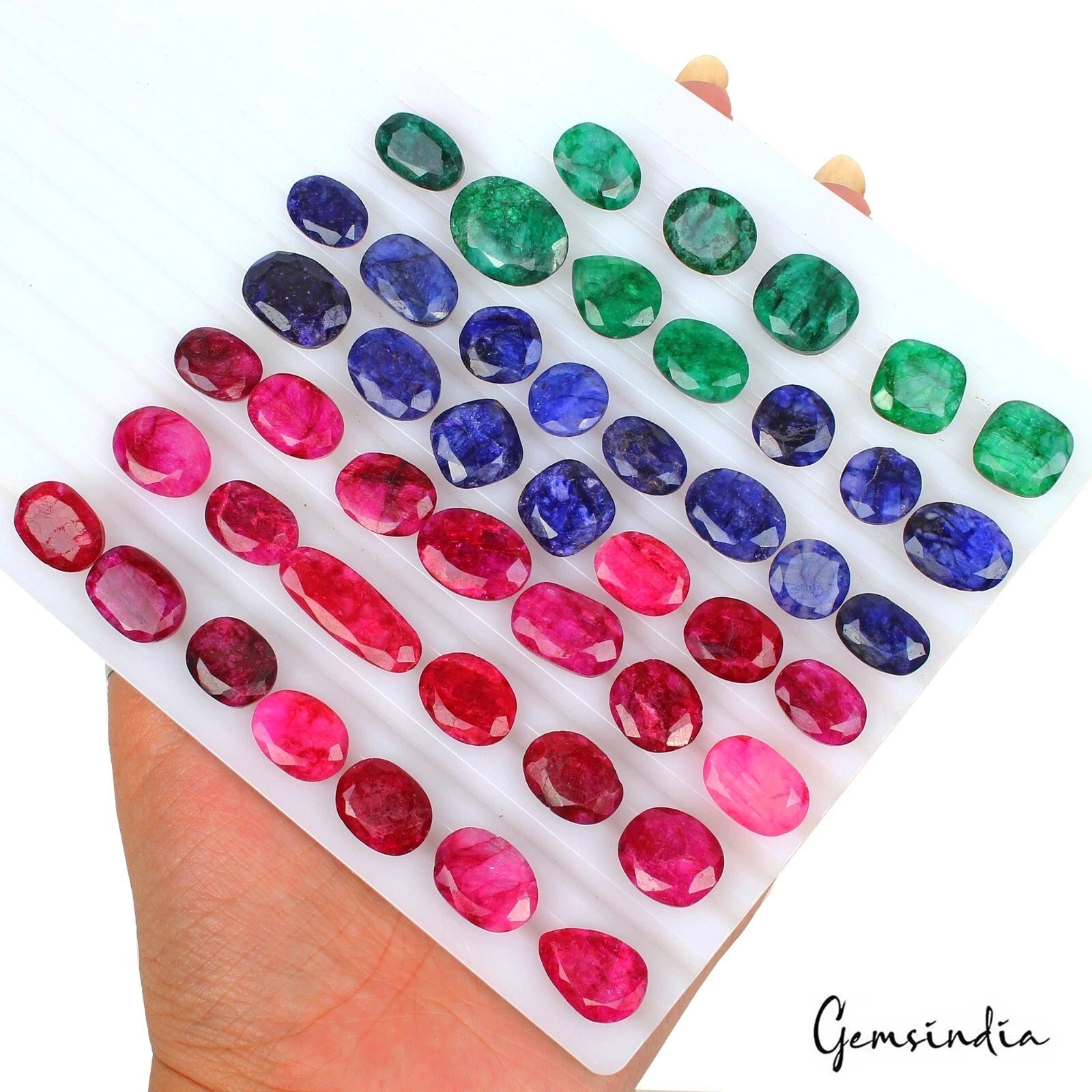 Natural Blue Red Beryl & Emerald Mix Faceted Wholesale Gems Lot 420 Ct/ 47 Pcs