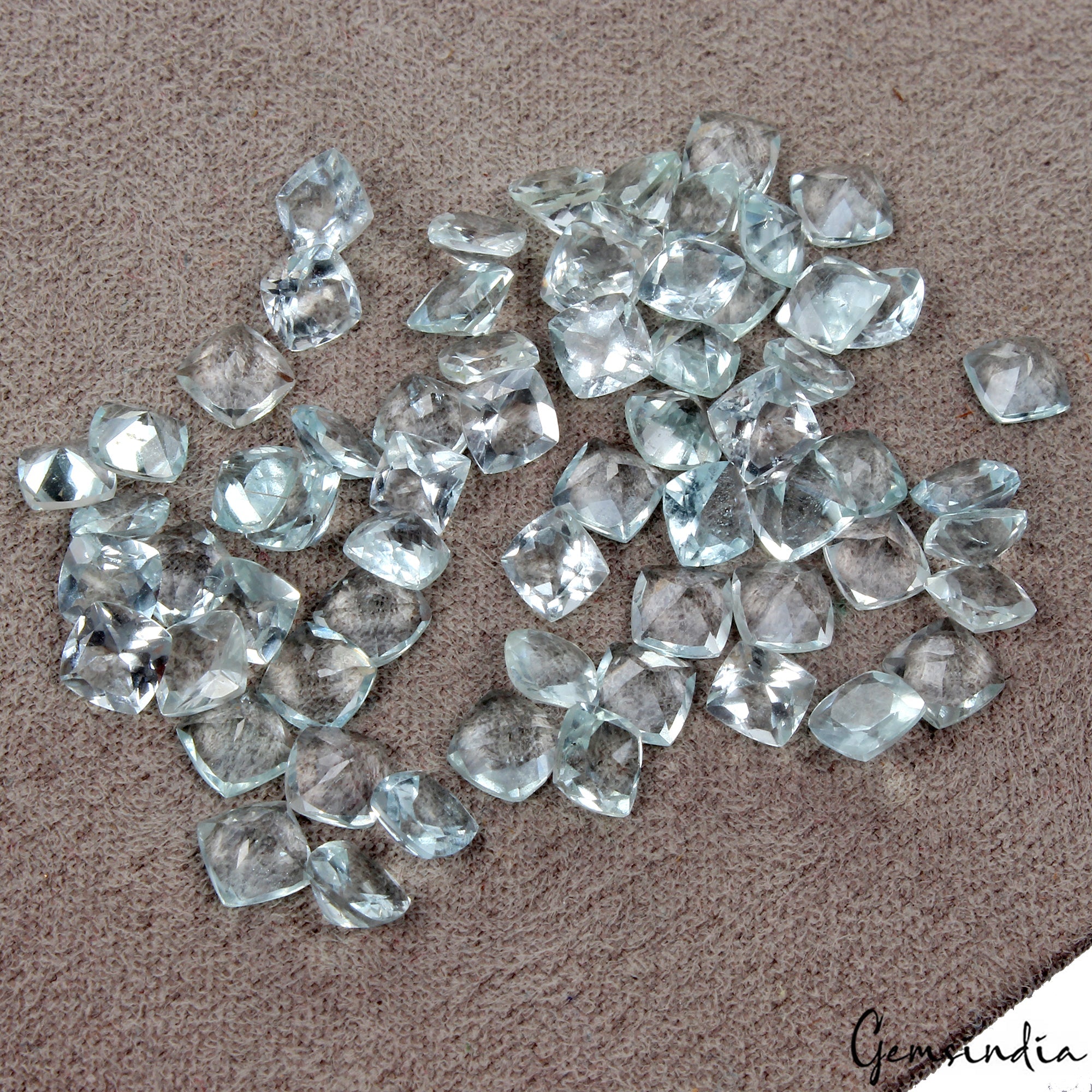 Certified 5mm Cushion Cut Natural Blue Aquamarine Unheated Loose Gemstones~ 64Pc