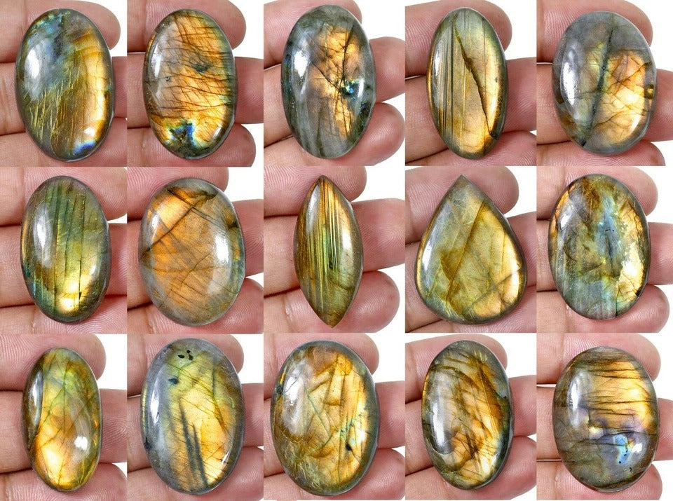 723 Ct Natural Peach Labradorite Mix Cabochon Loose Gemstone Wholesale Lot 15 Pc