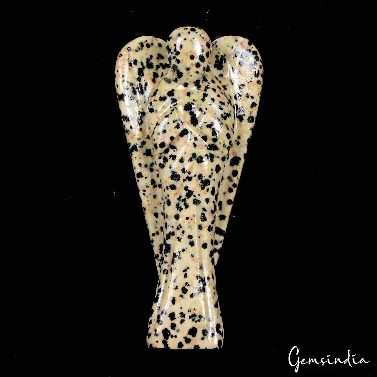 Bi Color Dalmatian Jasper Angel Figurine — 82 x 38 x 18 mm, 310 Ct
