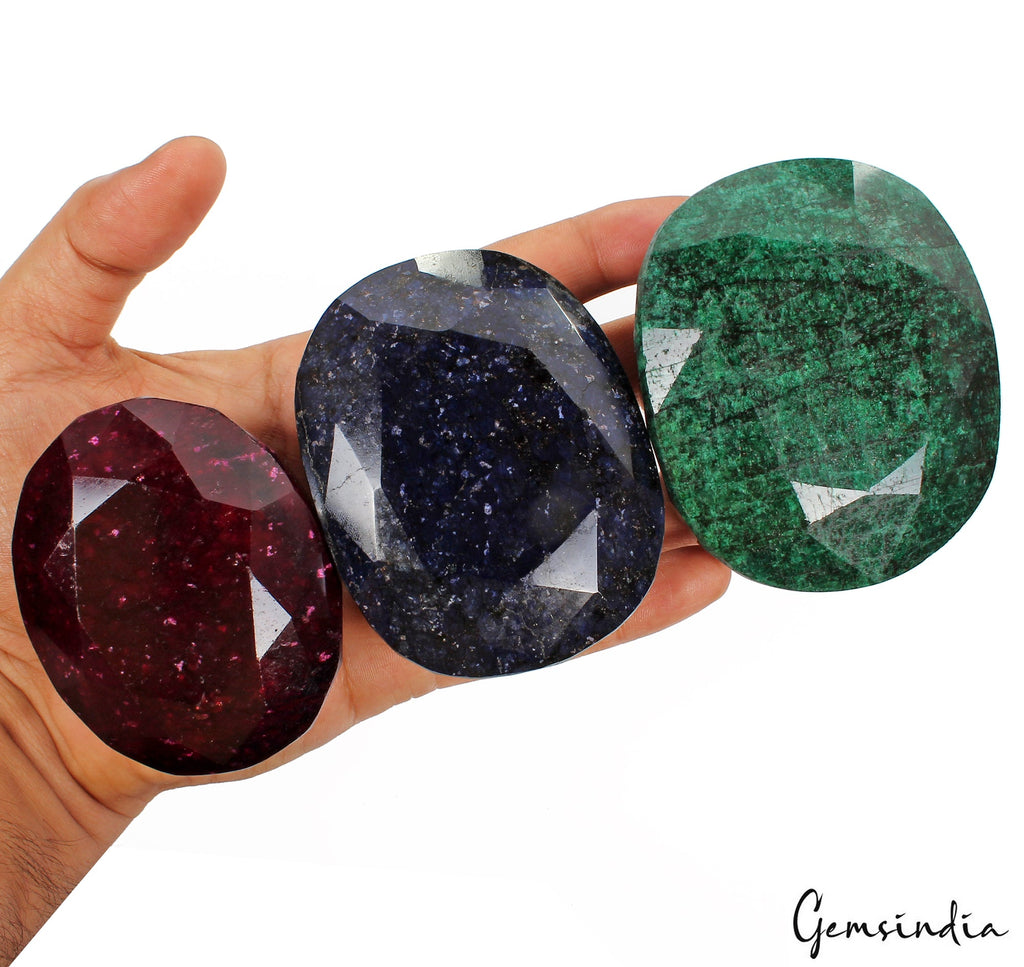 5340 Ct Natural Ruby Emerald Sapphire Oval Cut Huge Size Loose Gemstones 73-83mm