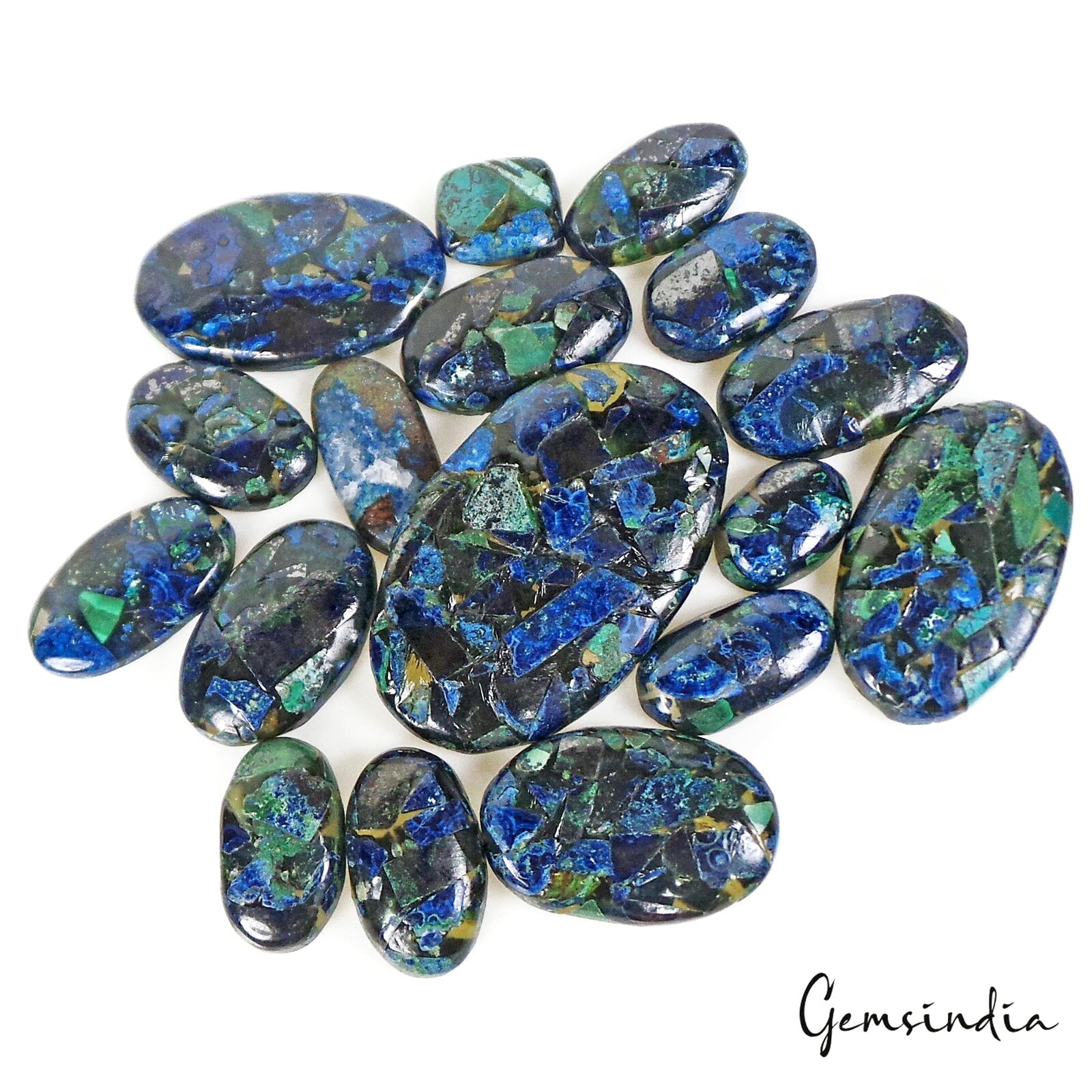 17 Pcs Peacock Color Composite Seraphinite Mix Cabochon Loose Gemstones 500 Cts