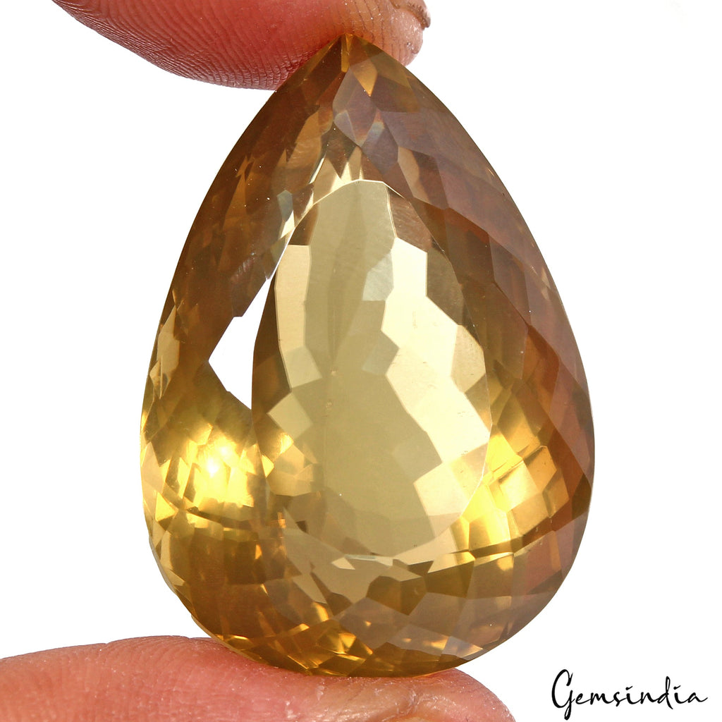109.60 Cts Natural Untreated Brazilian Yellow Citrine Pear Faceted Cut Loose Gem