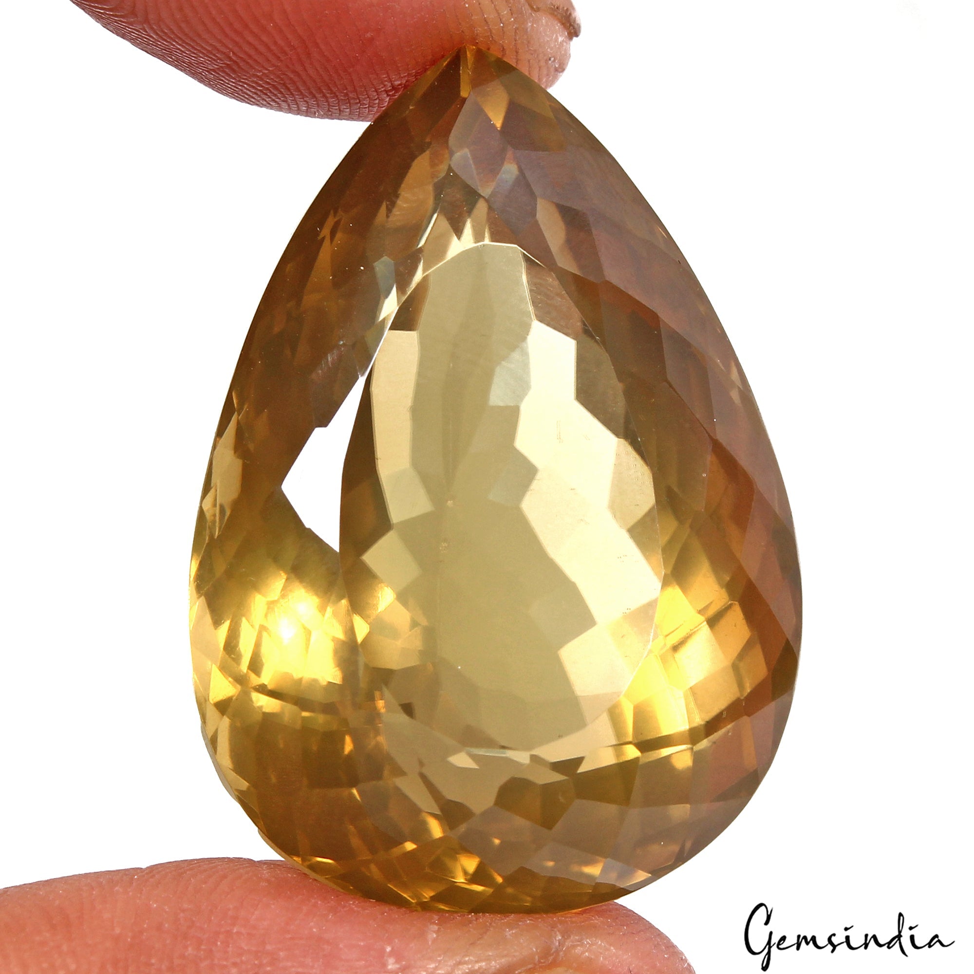 109.60 Cts Natural Untreated Brazilian Yellow Citrine Pear Faceted Cut Loose Gem