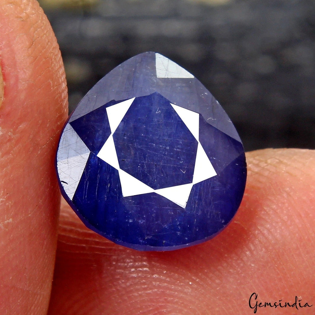 Certified 9.80 Cts Natural Ceylon Blue Sapphire Pear Faceted Loose Gem For Ring