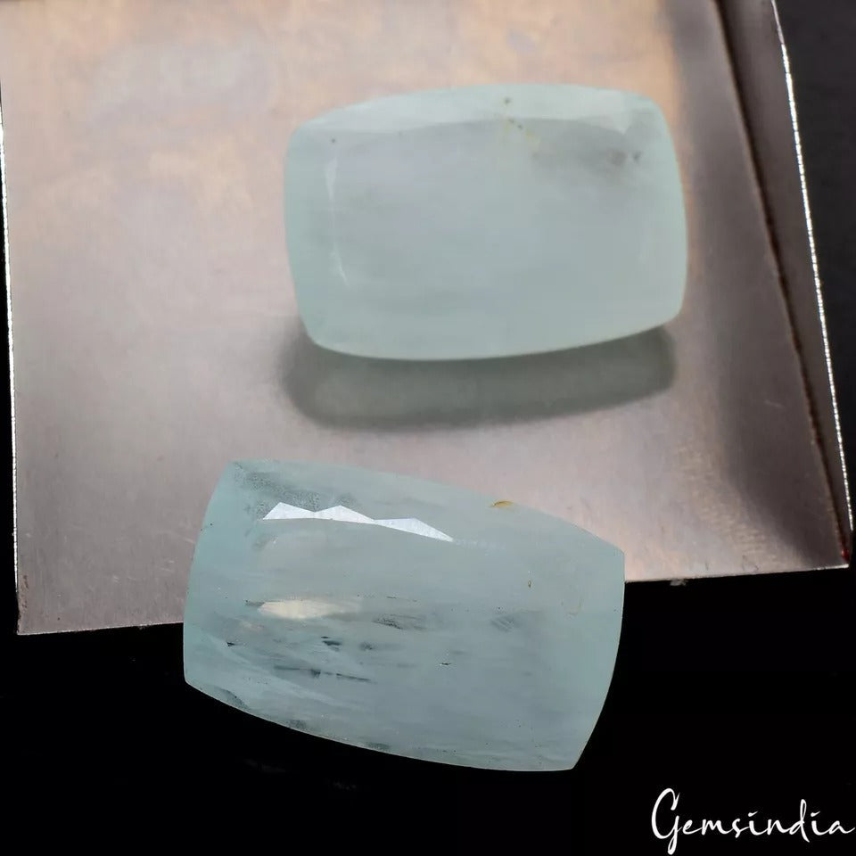 35.50 Cts Natural Stunning Blue Aquamarine Cushion Cut Untreated Loose Gemstones
