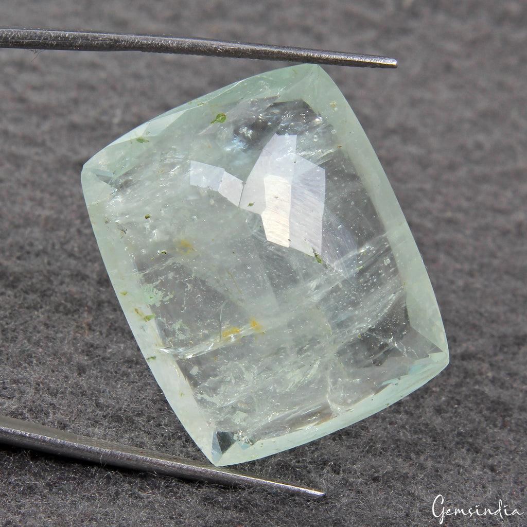 Certified 51.40 Ct Natural Blue Green Aquamarine Cushion Cut Loose Brazilian Gem