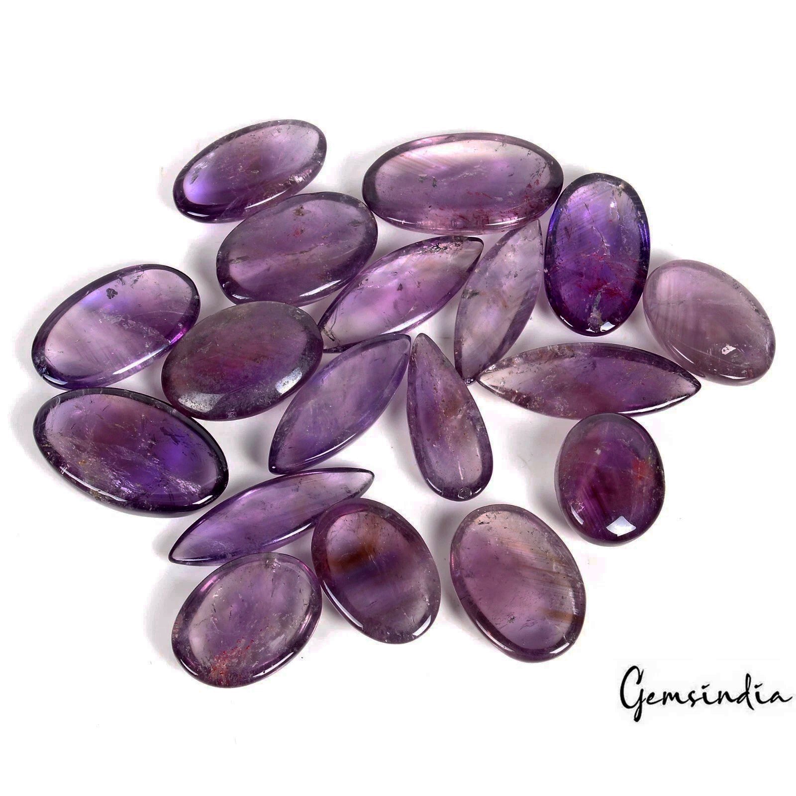 18 Pc Natural Purple Amethyst Loose Cabochon Mix Shape 23-39mm Gemstones ~700 Ct