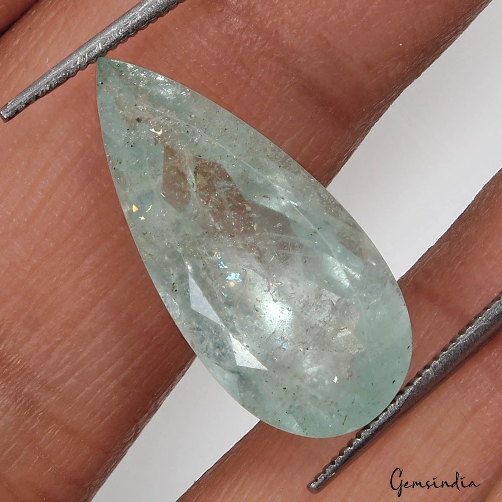 8.50 Ct Natural Untreated Aqua Green Aquamarine Pear Cut Faceted Loose Gemstone