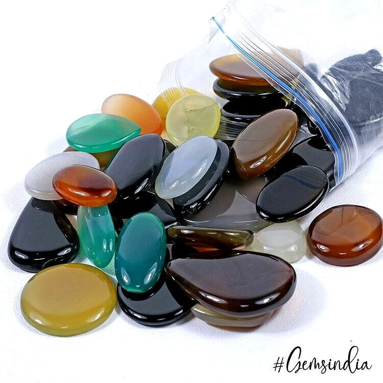 Onyx Lot, Cabochon, Untreated, Multi Color — 36 Pieces, 23mm to 55mm, 2140 Ct, Madagascar