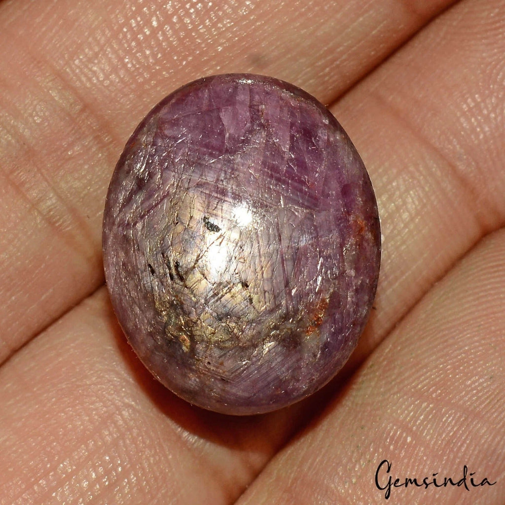 Certified 51.60 Cts Natural Purple Hue Star Ruby Oval Cab Loose Gems For Pendant