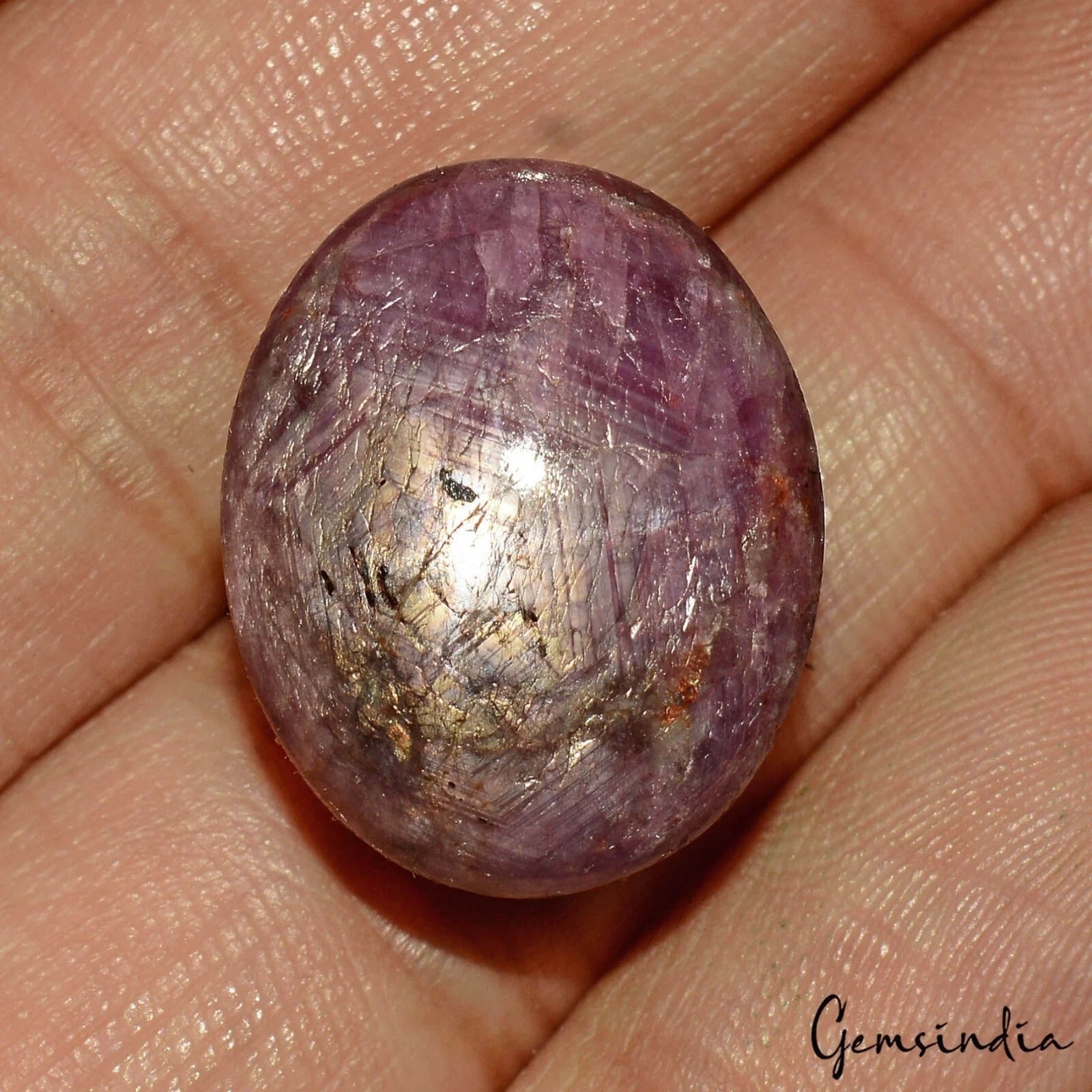 Certified 51.60 Cts Natural Purple Hue Star Ruby Oval Cab Loose Gems For Pendant