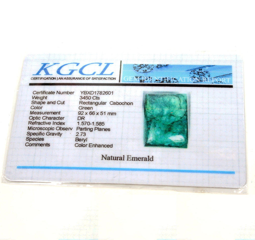 Certified 3450 Cts Natural Brazilian Green Emerald Baguette Cab Huge Loose Gem
