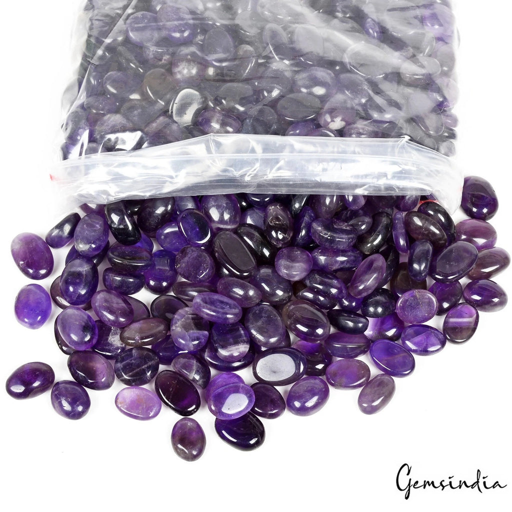 Amethyst Lot, Loose Gemstone, Oval Cabochon, Untreated — 390 Pieces, 11mm to 17mm, 2400 Ct, Africa