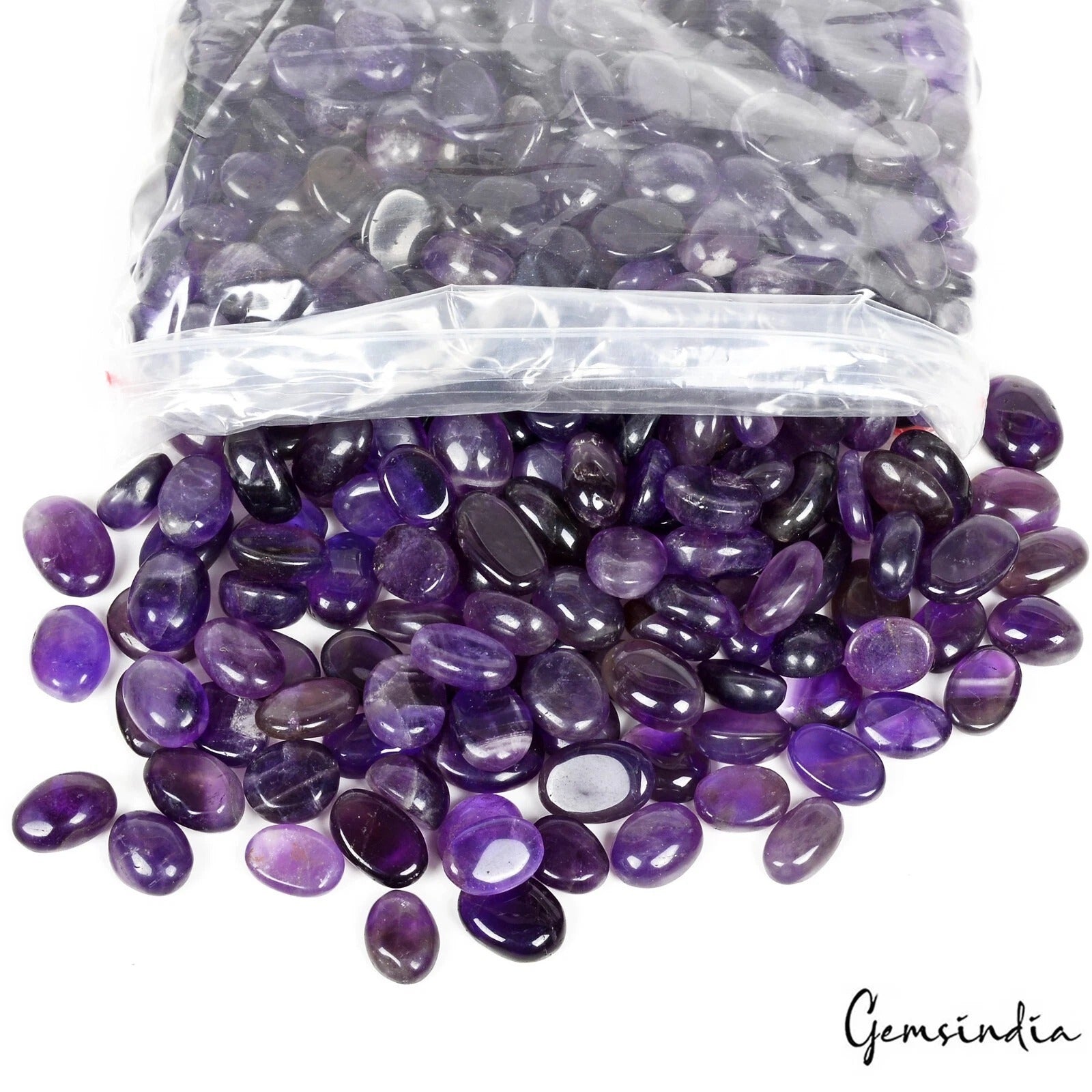 Amethyst Lot, Loose Gemstone, Oval Cabochon, Untreated — 390 Pieces, 11mm to 17mm, 2400 Ct, Africa