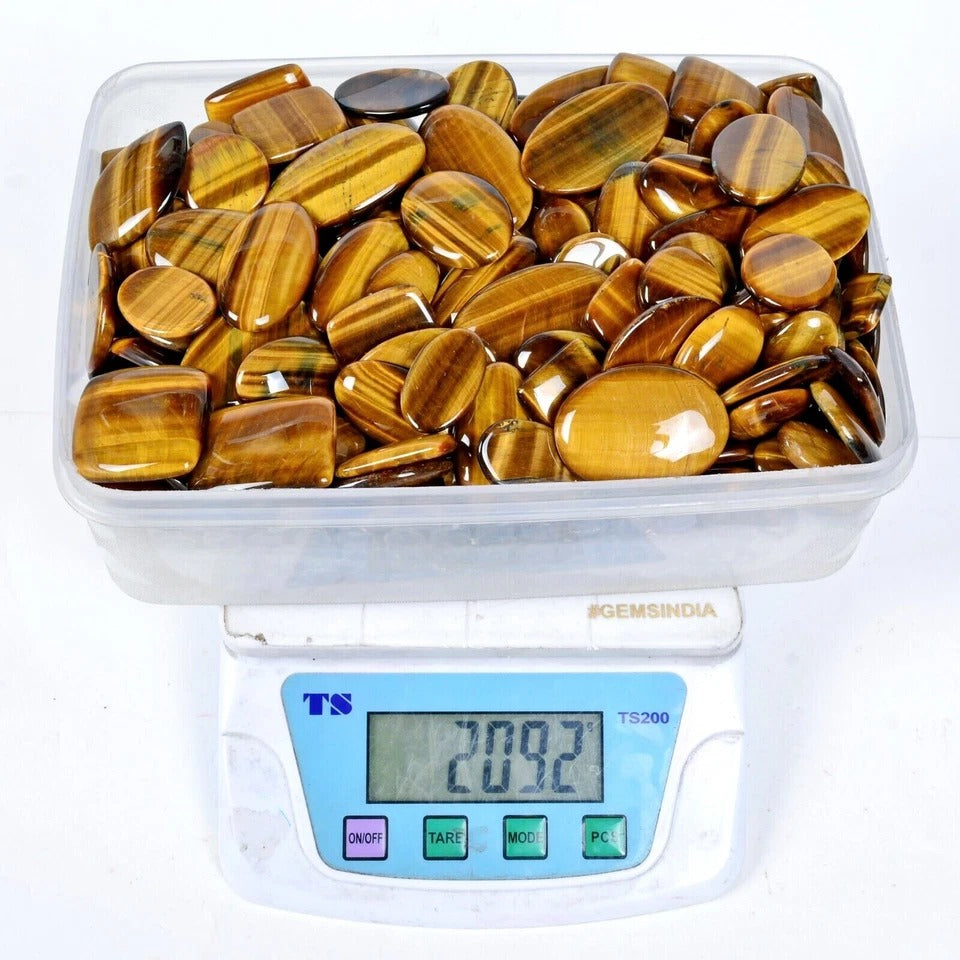 Tiger Eye Lot, Cabochon — 190 Pieces, 21mm to 51mm, 10000 Ct (2 Kg)