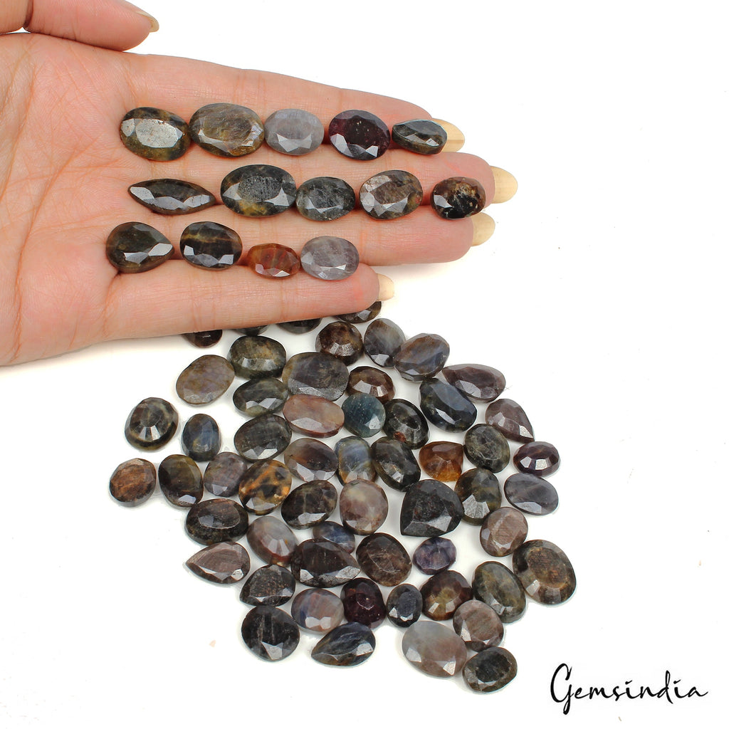 570 Ct Natural Untreated Black Sapphire Oval Faceted Loose Gemstone Lot 71 Pcs