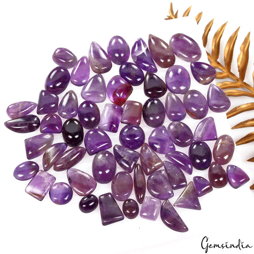 Amethyst Lot, Cabochon, Mix Cabochon, Untreated — 58 Pieces, 10mm to 24mm, 500 Ct, Madagascar
