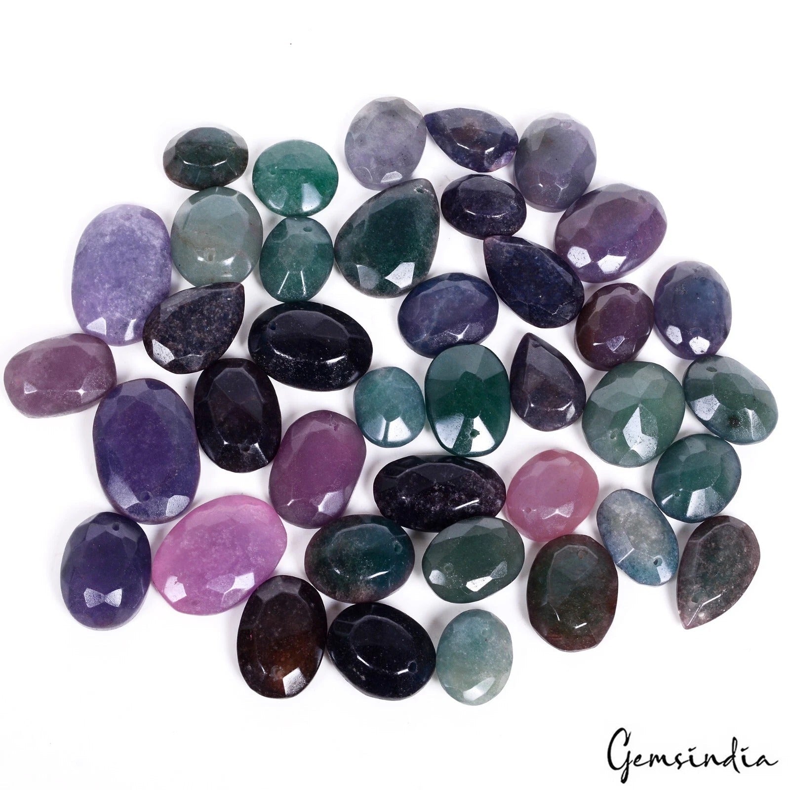 880 Cts/39 Pcs Natural Multi Color Onyx Mix Cut Drill Beads Loose Wholesale Gems