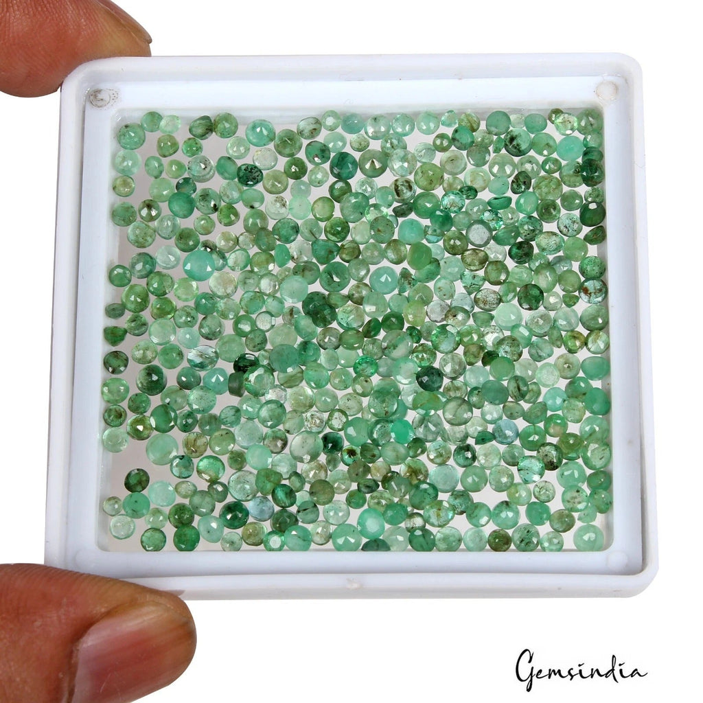 36.50 Ct/400 Pcs Natural Colombian Green Emerald Round Cut Loose Gem For Jewelry