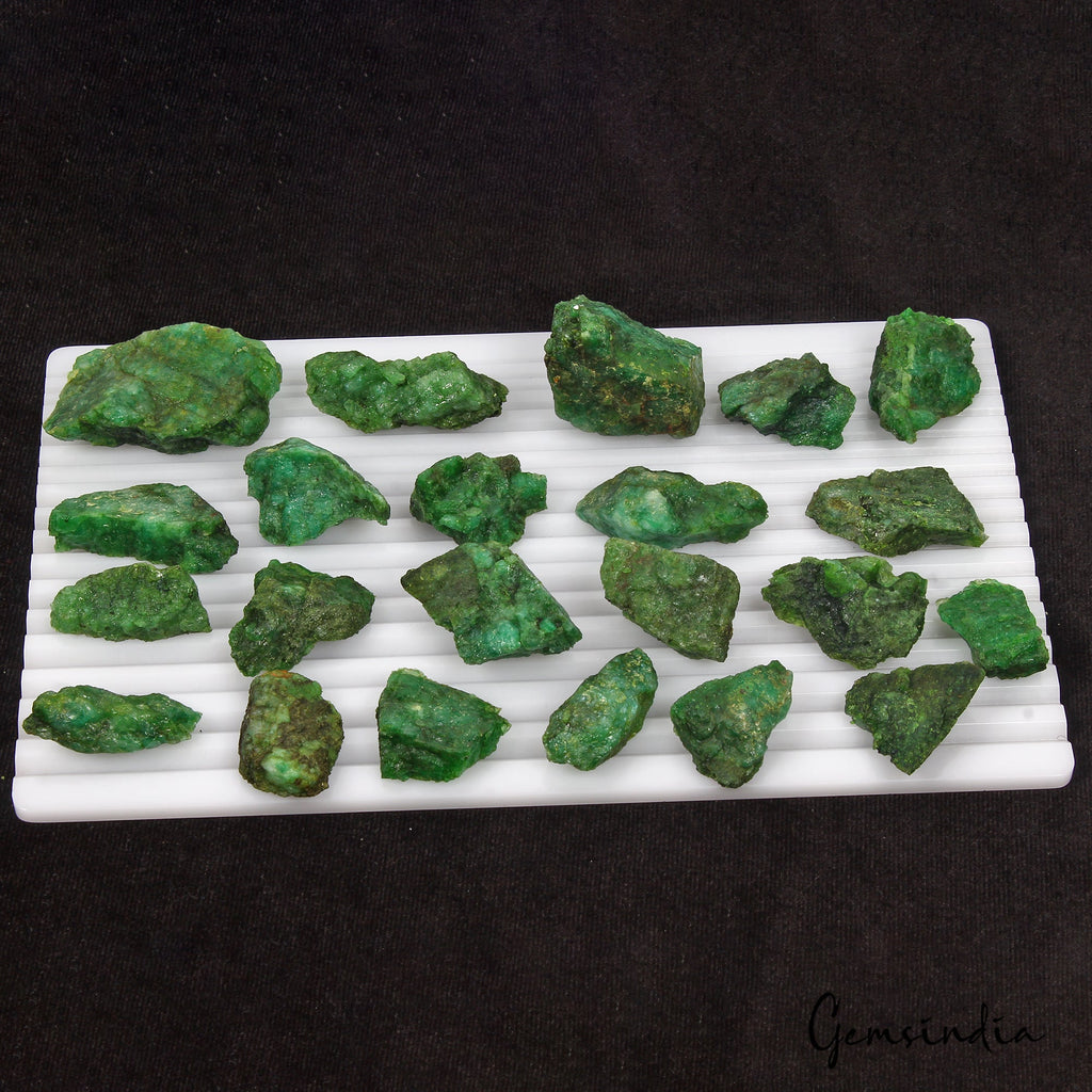 1260 Ct/22 Pcs Natural Brazilian Green Emerald Raw Rough Freeform Loose Gems Lot