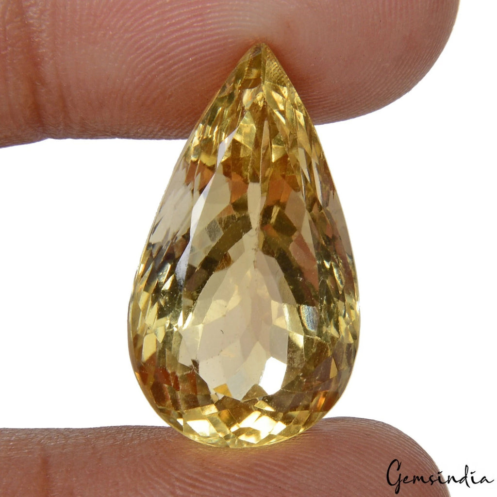 Citrine Loose Gemstone, Pear Cut, Untreated — 25x14x13mm, 26.30 Ct, Brazil