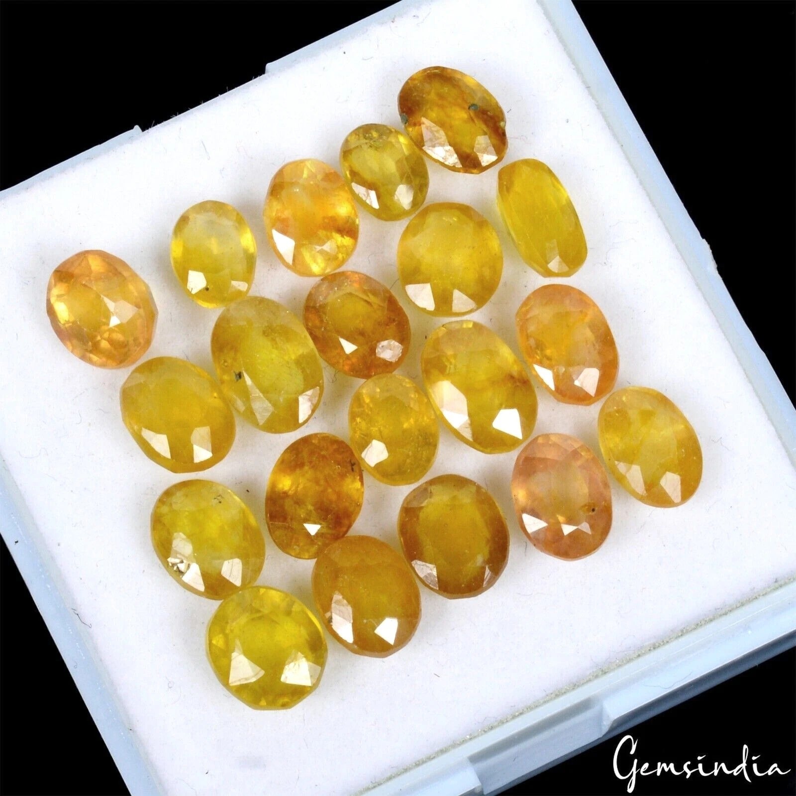 Certified 43.10 Ct/20 Pcs Natural Untreated Yellow Ceylon Sapphire Oval Gems Lot
