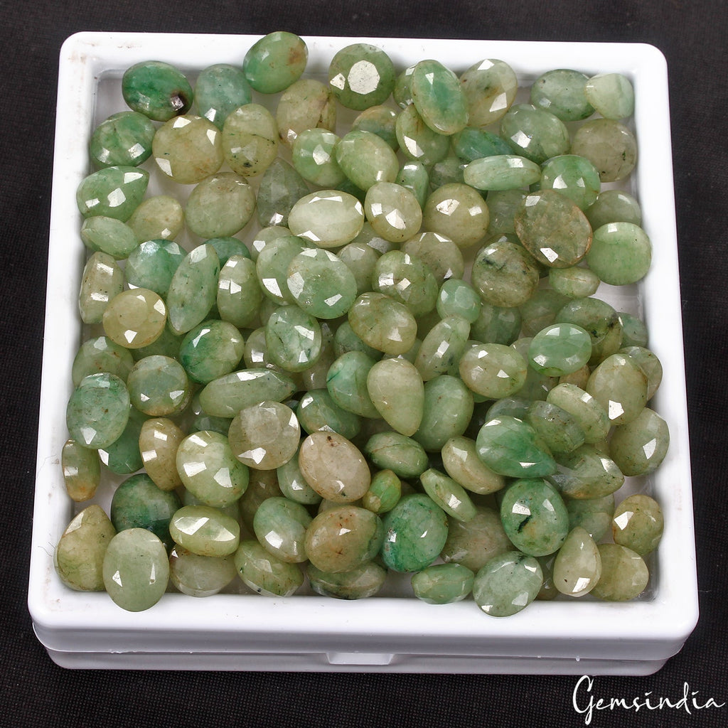 430 Ct/146 Pcs Natural Green Emerald Loose Mix Cut Loose 7-14mm Gems For Jewelry