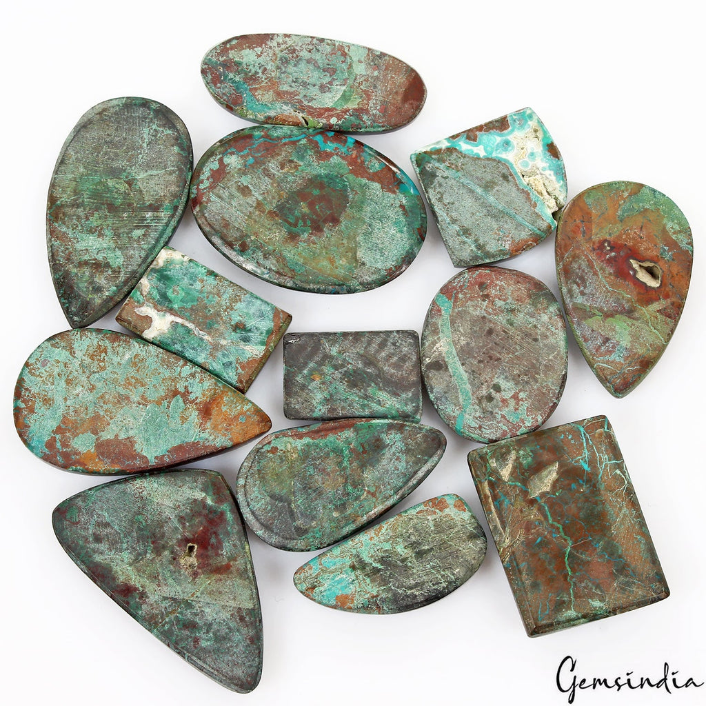 Natural Azurite Chrysocolla Mix Cabochon Designer Green Loose Gemstones ~450 Ct