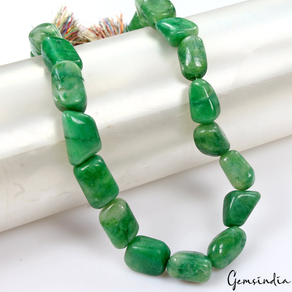 15" Natural Green Emerald Top Rare Tumble Drilled Nugget Beads ~420 Ct/26 Pcs