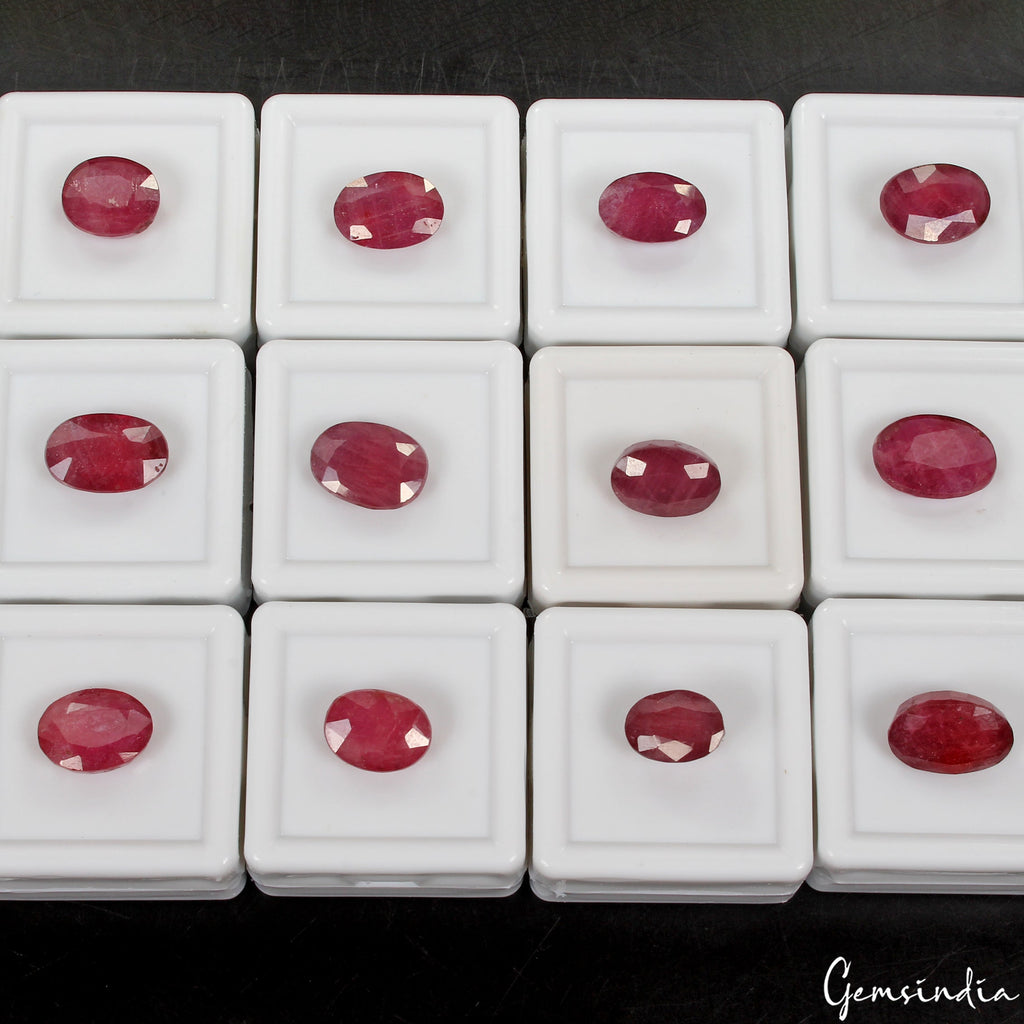 Certified 75.10 Ct/12 p Natural Mozambique Red Ruby Oval Top Grade Gemstones Lot