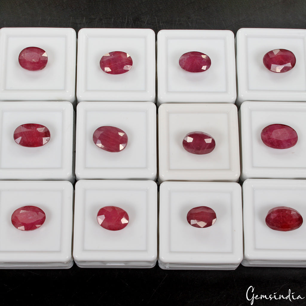 Ruby Lot, Loose Gemstone, Heated, Red — 12 Pieces, 10mm to 14mm, 74.10 Ct, Mozambique