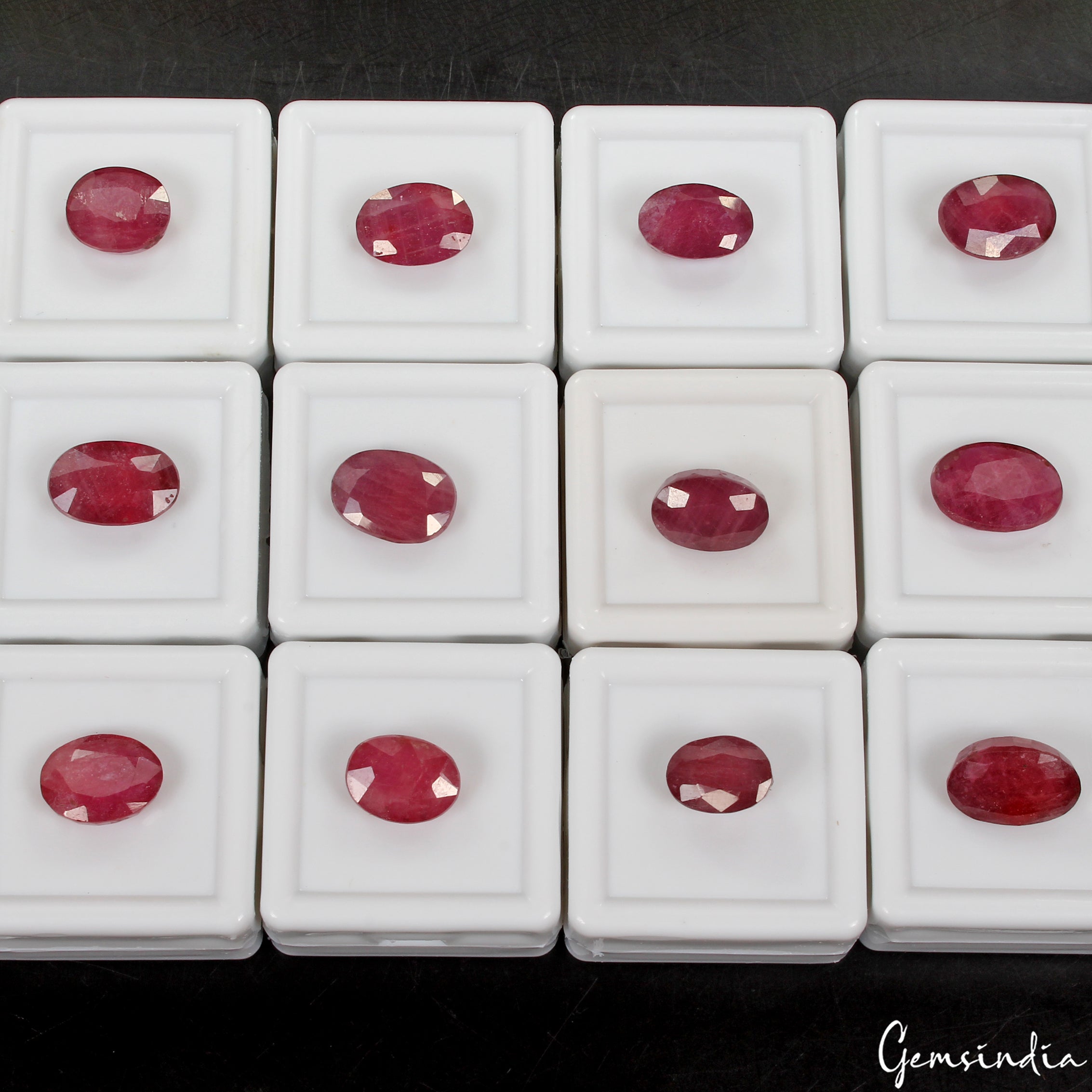 Ruby Lot, Loose Gemstone, Heated, Red — 12 Pieces, 10mm to 14mm, 74.10 Ct, Mozambique