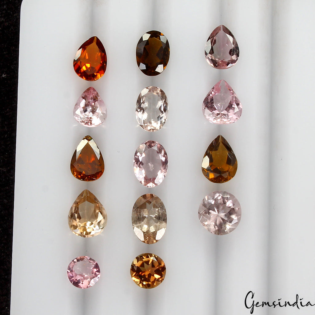 14 Pc Natural Multi color Tourmaline Mix Cut Loose Certified Gemstones~ 10.05 Ct