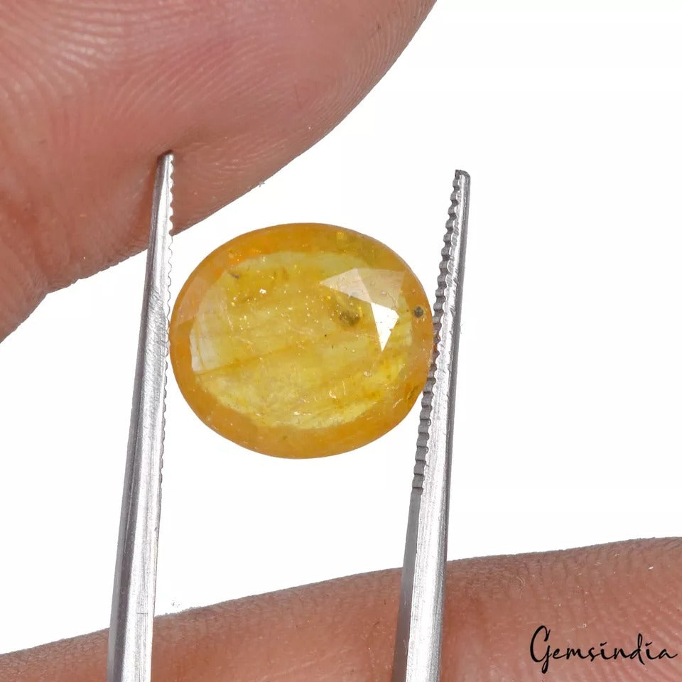 3.80 Ct Natural Untreated Ceylon Yellow Sapphire(Pukhraj)Oval Loose Gem For Ring