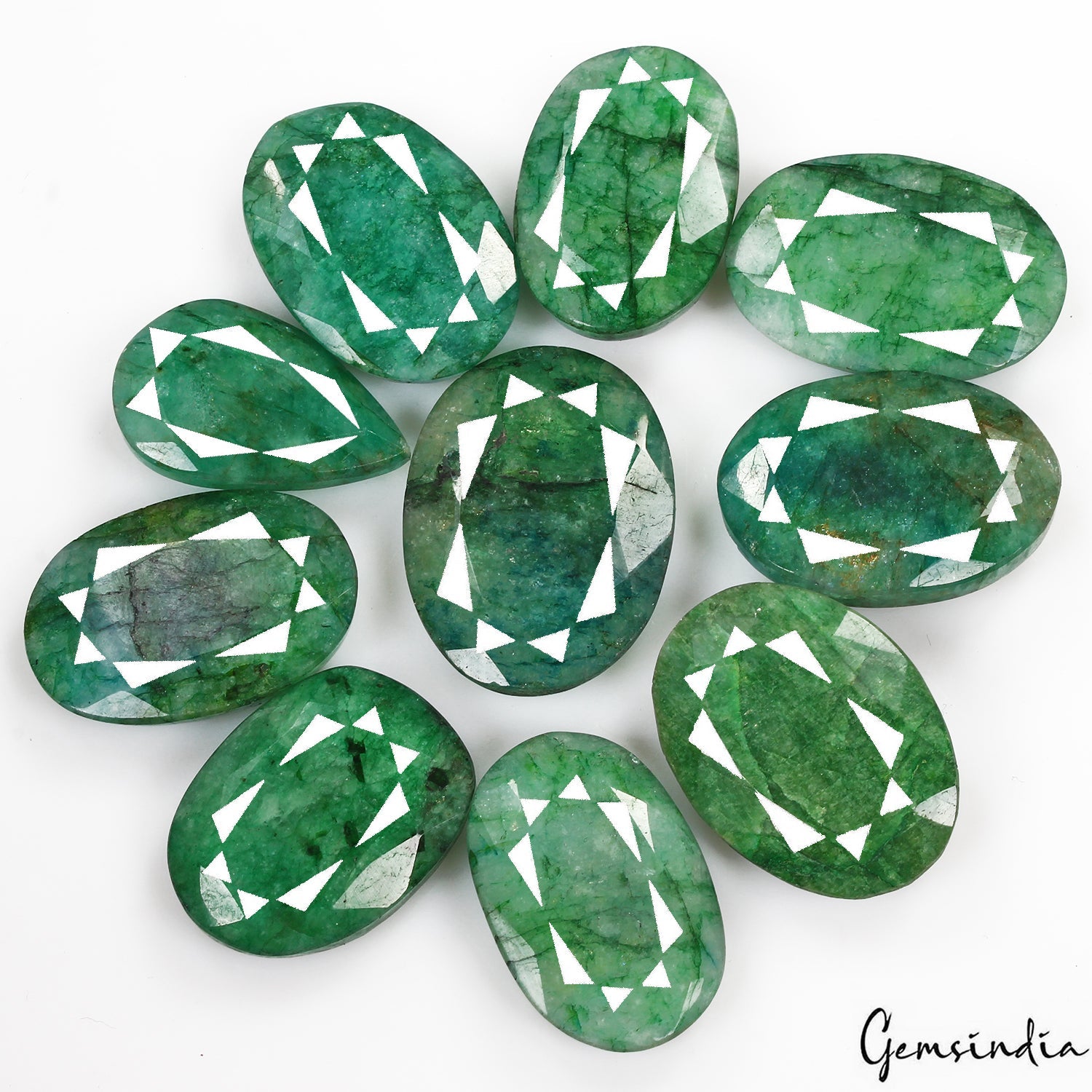 Certified 560 Ct/10Pcs Natural Zambian Green Emerald Mix Cut Loose Gemstones Lot